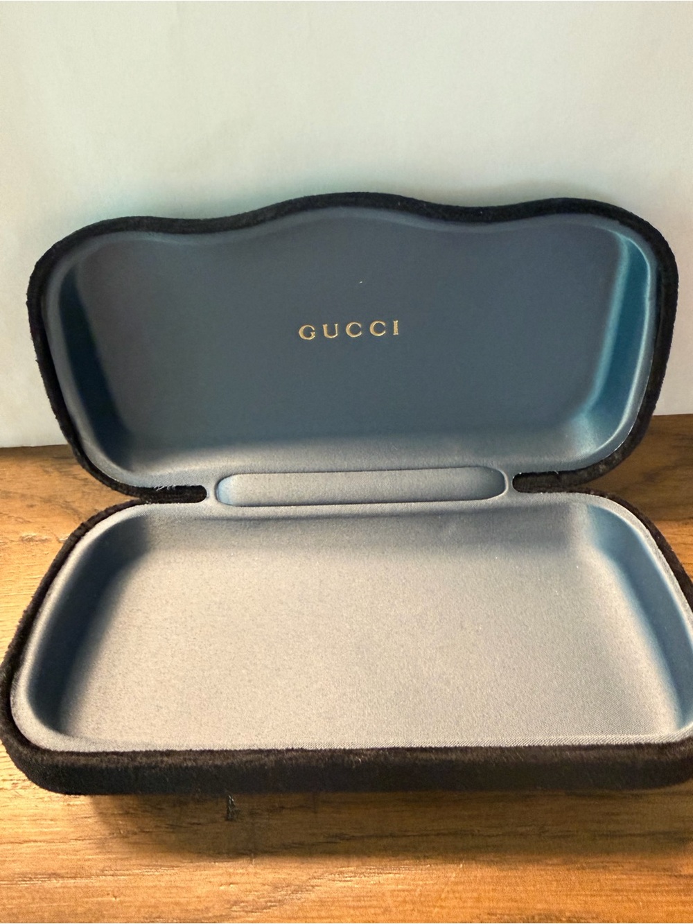 Gucci Black Velvet Glasses Case with Gold Logo